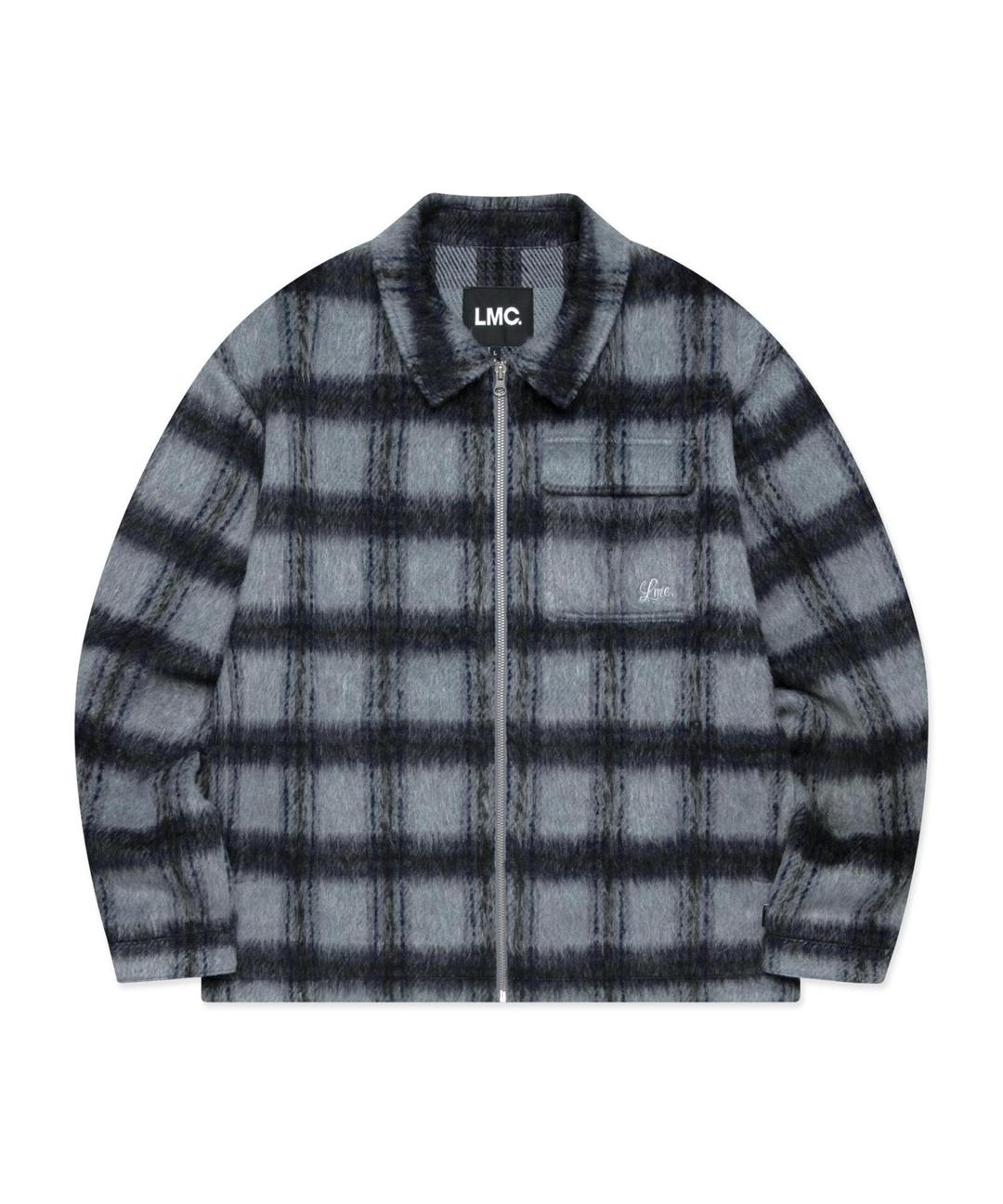 BRUSHED CHECK ZIP UP SHIRT gray