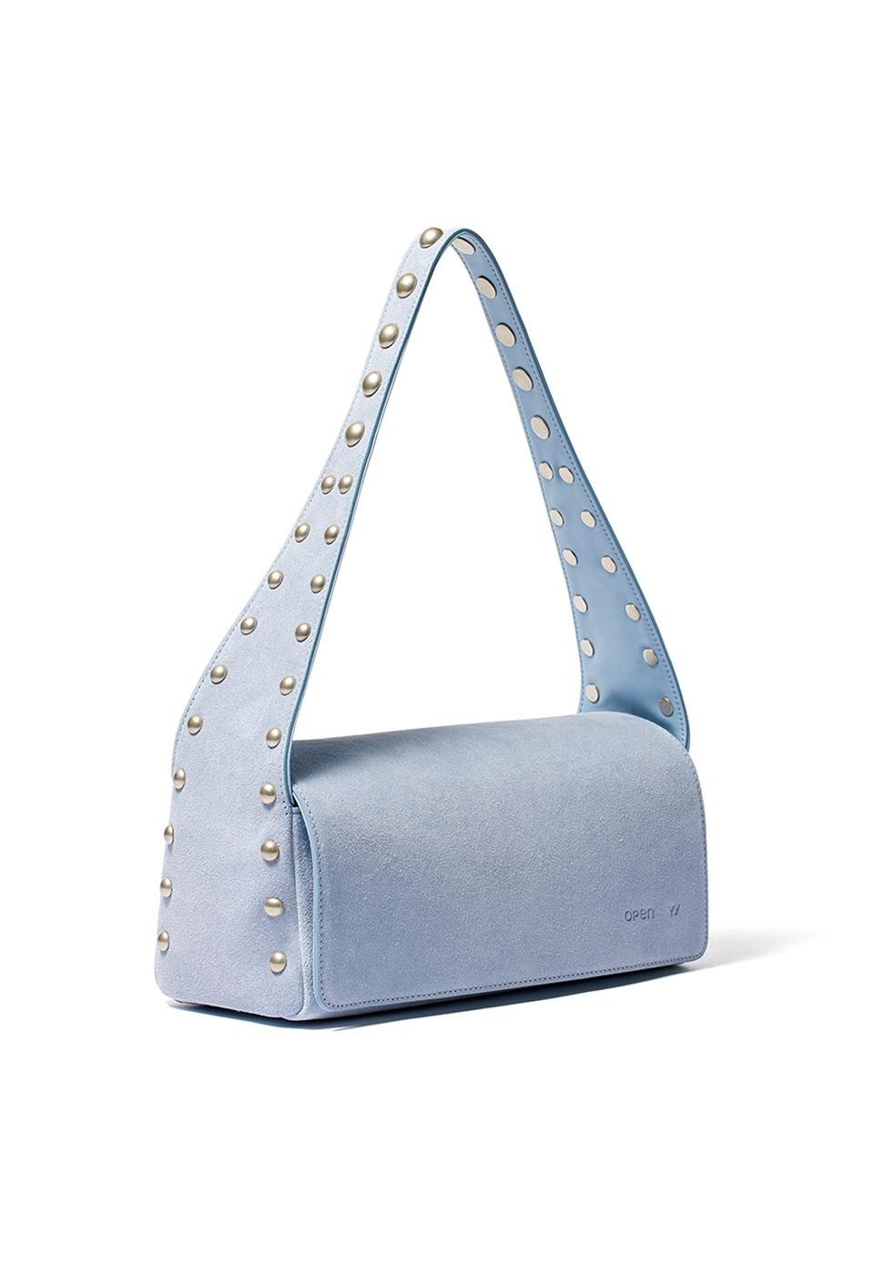 SUEDE STUD DUFFLE BAG, BLUE