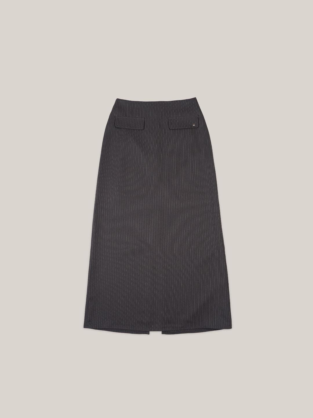 STRIPE STUD SKIRT  [ CHARCOAL ]