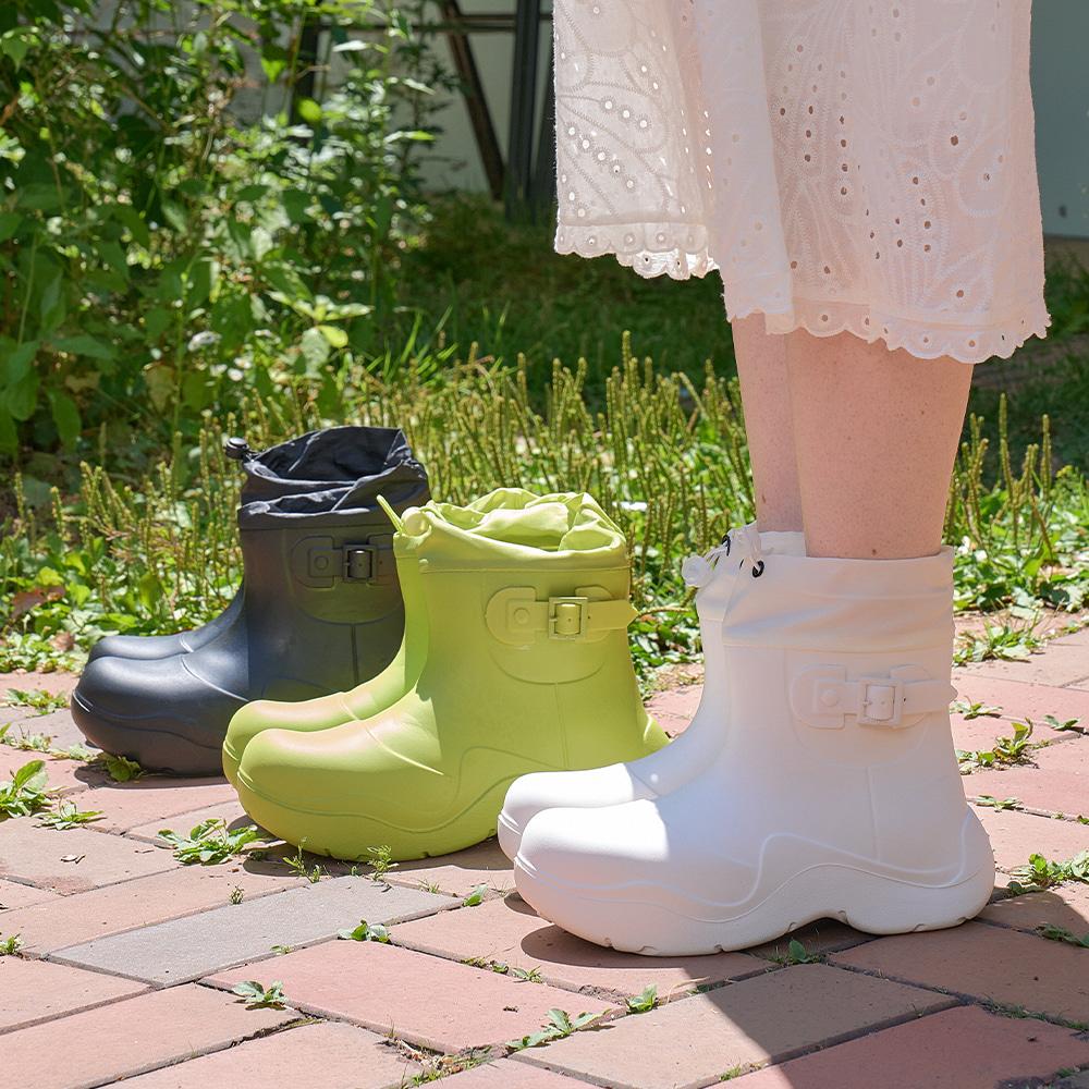 Rose Belted Middle Rainboots (3Colors)_R0017