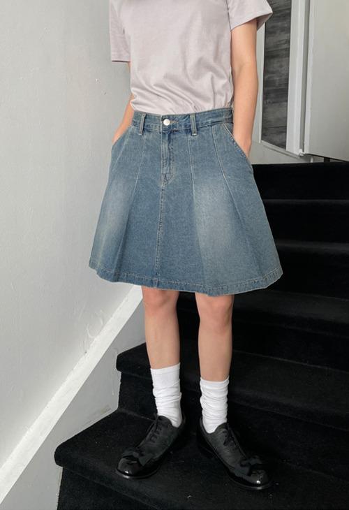 low denim midi skirt