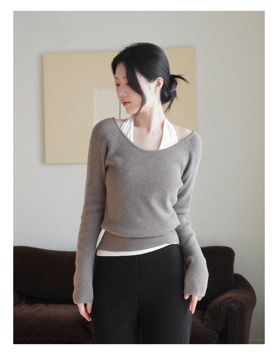 [5일소요] 모아 딥 스쿱 래글런 니트 (3colors)