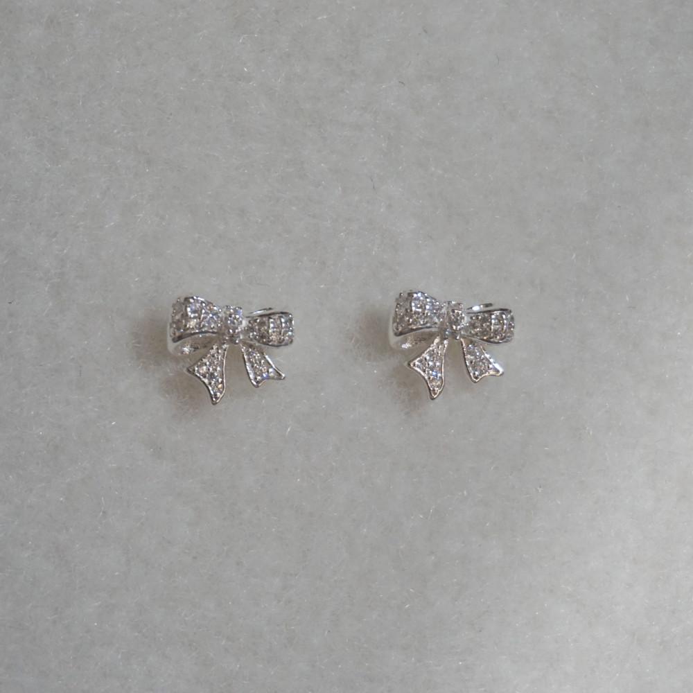 마고 925 이프 큐빅 리본 귀걸이