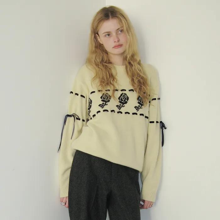 SN Rose Velvet Eyelet Knit (Yellow)