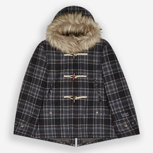 REGION MOTORS CLUB FAKE FUR CHECK DUFFLE COAT