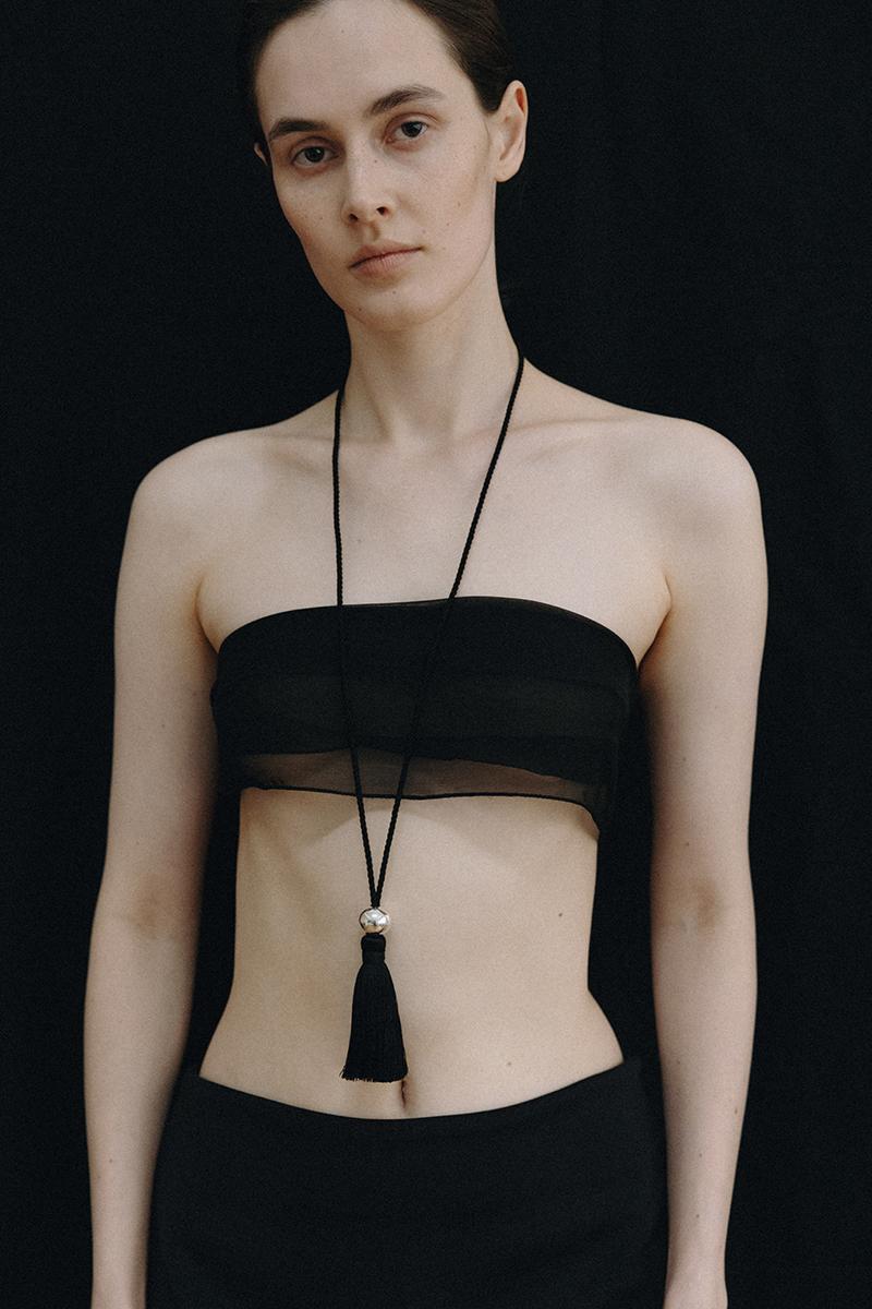 [Express Delivery] Silver Ball Tassel Necklace Black