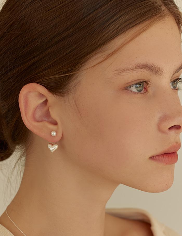 Two-way Pearl Heart Earring