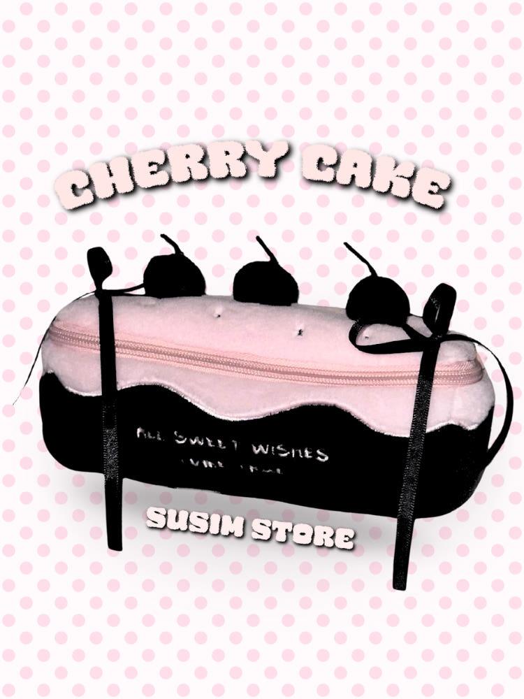 수심 Black Cherry Cake Pouch 블랙 체리 케이크 파우치 필통 유니크