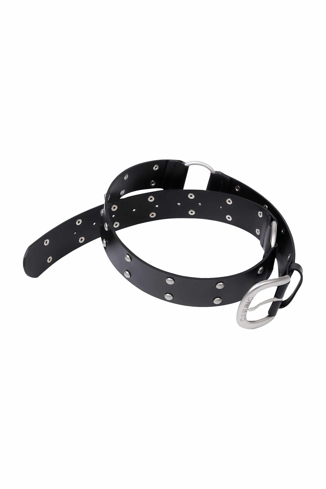 TWO RING RIVET BELT / BLACK