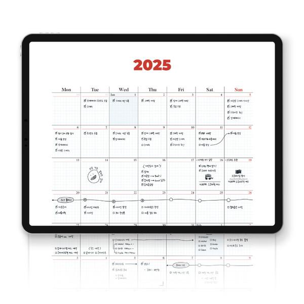 2025 원페이지 롱 먼슬리 플래너 (월요일+일요일 시작)