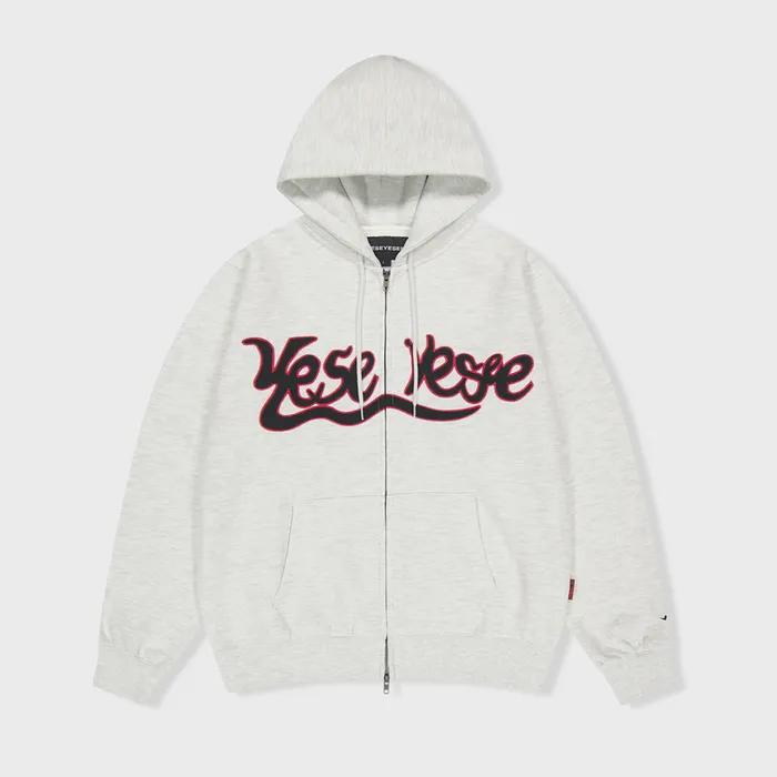 [25SS] Y.E.S Snail Logo Zip-up Hoodie Light Grey