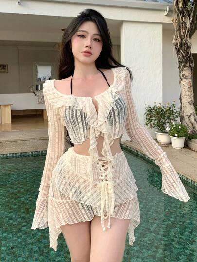 DAZY 여성 레이스 자수 비키니 서머 페스티벌