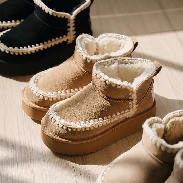 [당일발송][재입고][29EDITION] Dda ddat 따땃 소가죽 스티치 퍼 숏어그부츠_3color 4cm