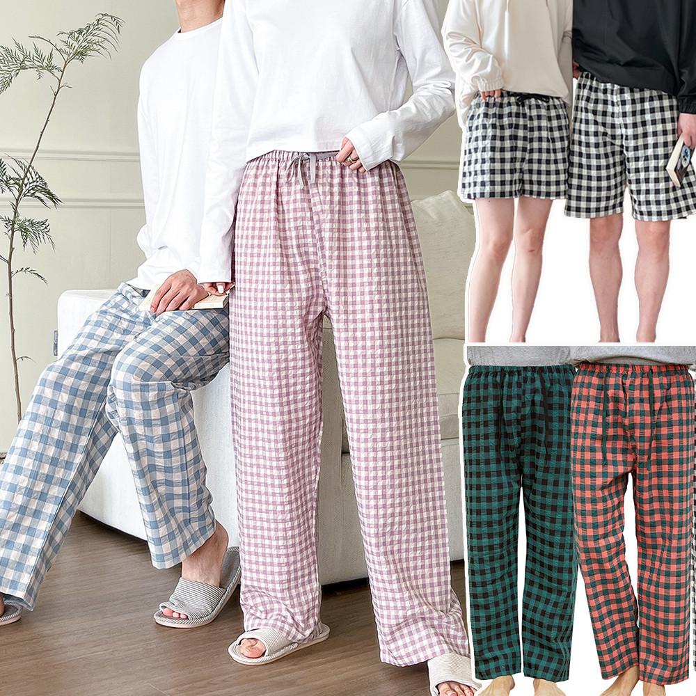 잠옷바지 체크 파자마 바지 커플 여성 남자 잠옷 빅사이즈