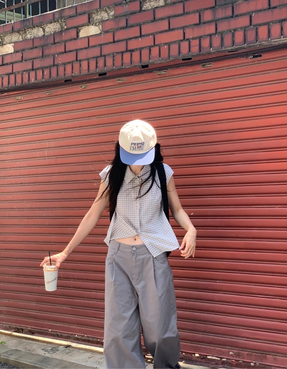 오브나인 오커 히든 체크 shirts
