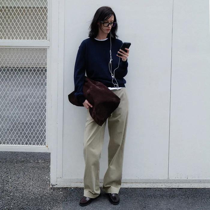 Low Rise Cotton Slacks_Khaki