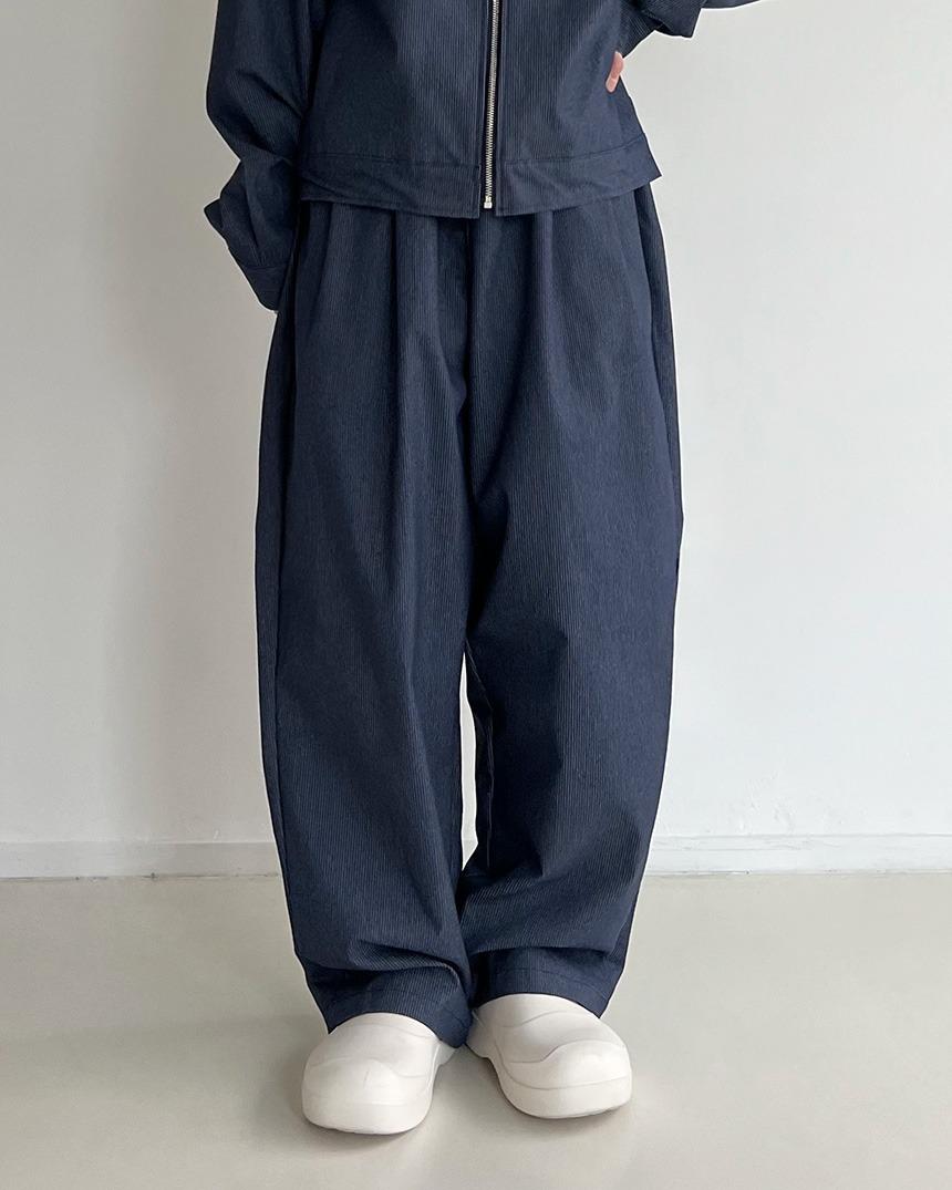 [unisex] 니도 스트라이프 데님 와이드 팬츠 (2color)