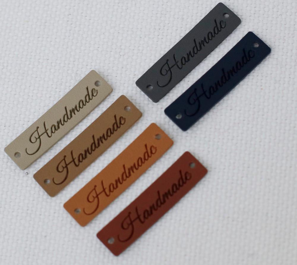 [앵콜스]핸드메이드 가죽라벨 빈티지 핸드메이드 세련된필기체 Handmade Label