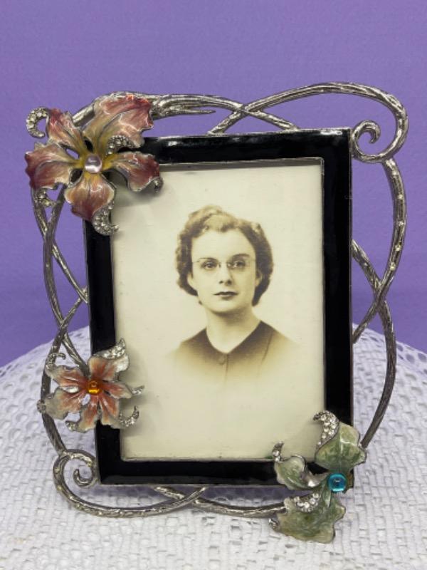 빈티지 셔본 사진 프래임/진품 체코 크리스탈 Vintage Sherborne Picture Frame w/ Genuine Czech Crystals circa 2002