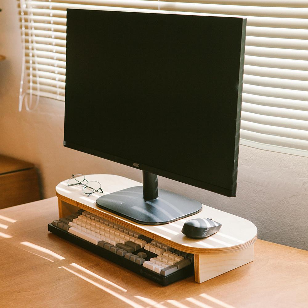 오니프 원형 우드 모니터 받침대 630폭 1단