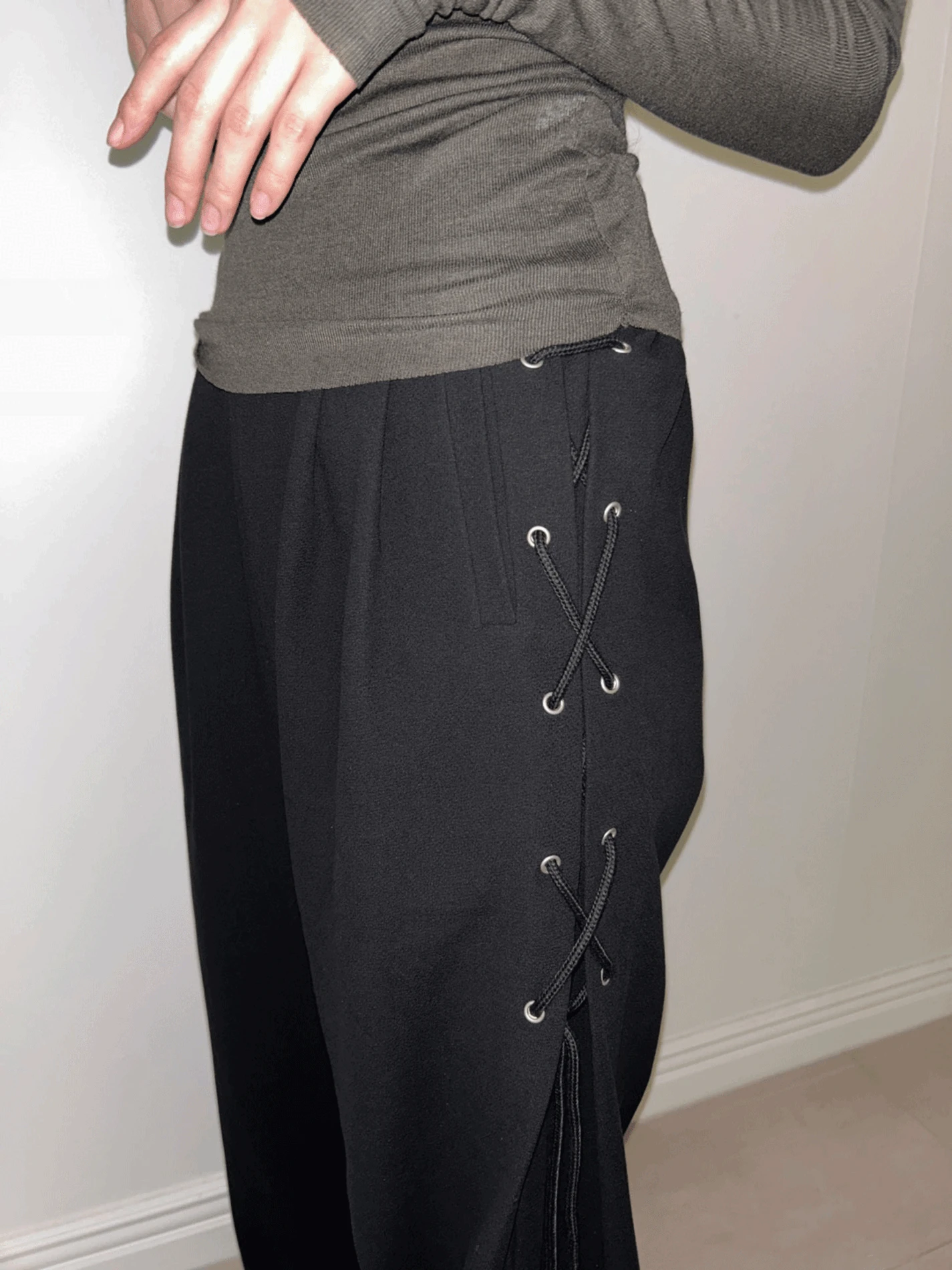 eyelet wide slacks