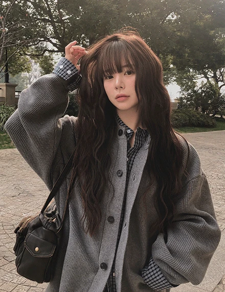 [레이어드🩶/일체형] 크런트 체크 셔츠 레이어드 니트 가디건