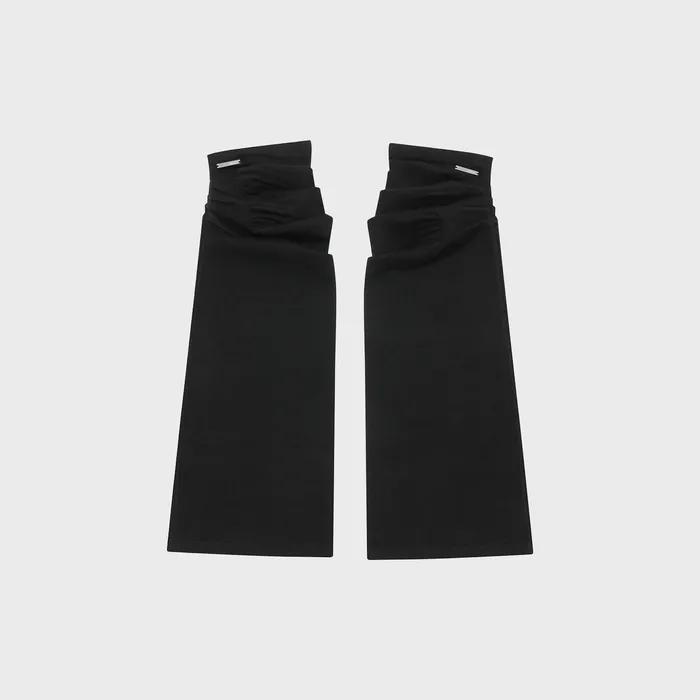 Shirring knit leg warmer BLACK