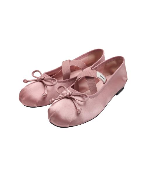 W CROSS BANDING RIBBON FLAT SHOES pink