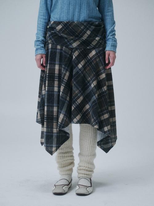 JERSEY DRAPE SKIRT, CHECK