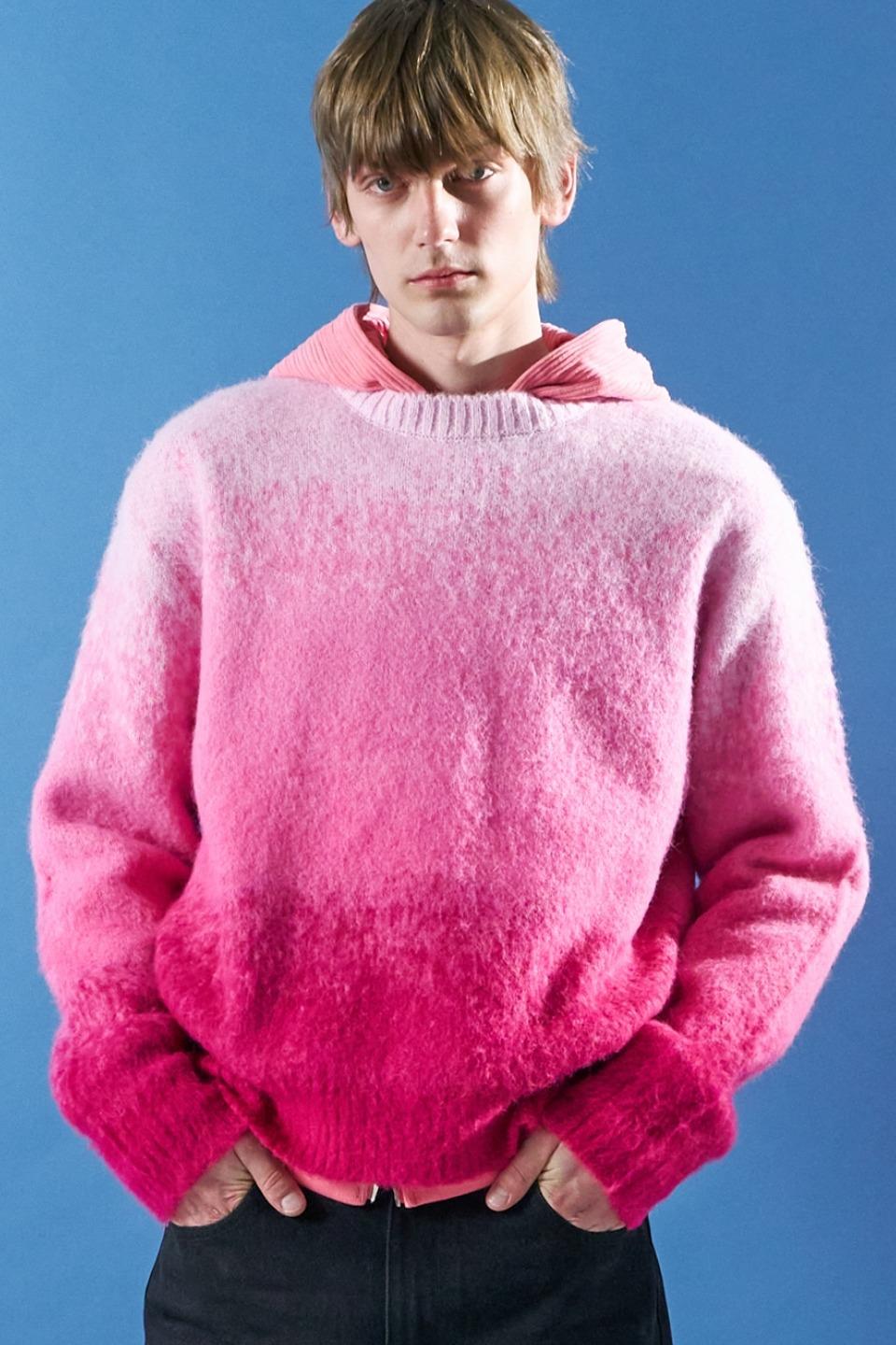 M.C UNISEX, Gradation Hairy Knit / Pink