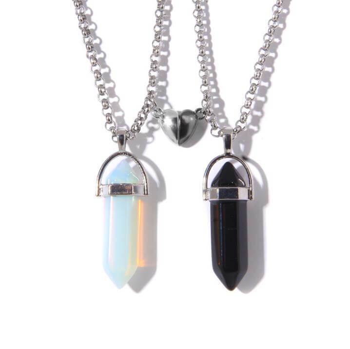 Crystal Pendant Necklaces with Magnetic Heart Clasp