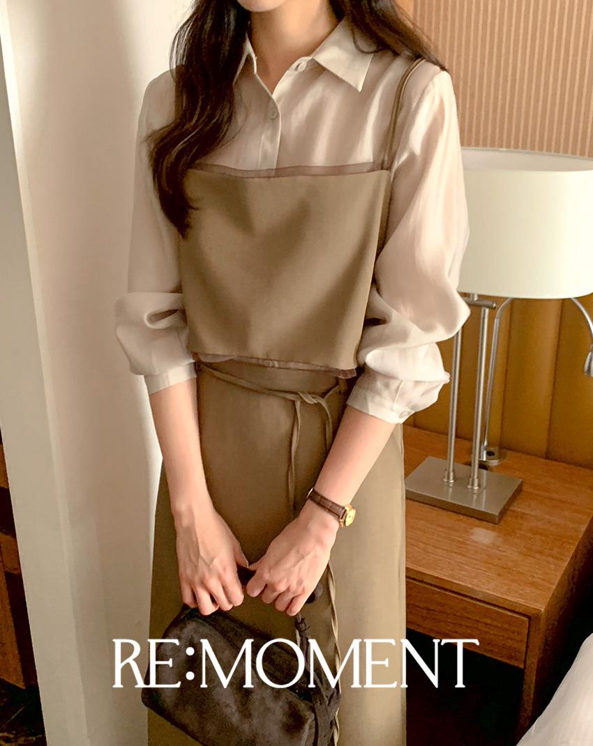 (릴스 문의 폭주!) [RE:MOMENT/당일발송] made. 엔즈 레이어드 뷔스티에 2color! (세트추천/하객룩/오피스룩/레이어드)