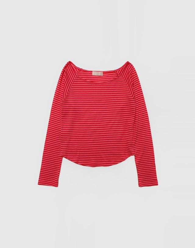 Nana stripe boat top In Red&pink (3c)