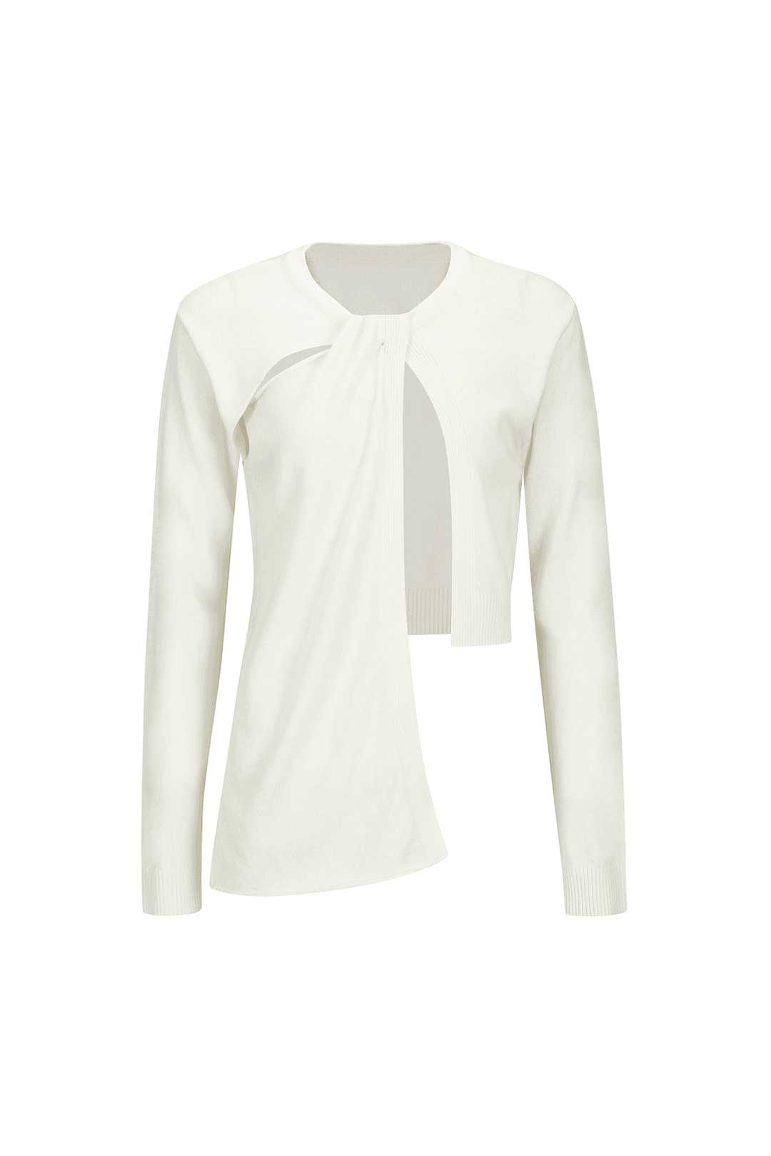 SCARF-DETAILED TRIMMED KNIT TOP