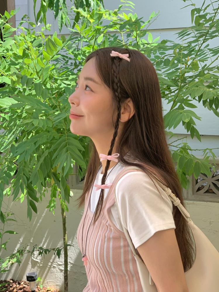 3개 1쌍 미니 벨벳 리본 머리 집게핀 포인트 헤어핀 키치 소녀 발레코어