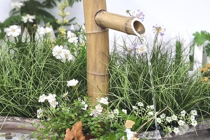 ㄱ자형 대나무 분수 물의정원 수반 연못 수조 어항 장식 인테리어 분수대 물멍 힐링인테리어