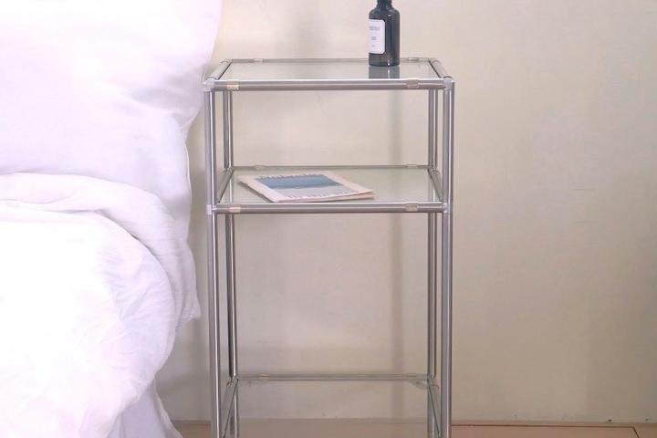 모듈협탁 (완제품) BM103 3단 모듈가구 미니 유리 선반 침실 거실 협탁 수납장