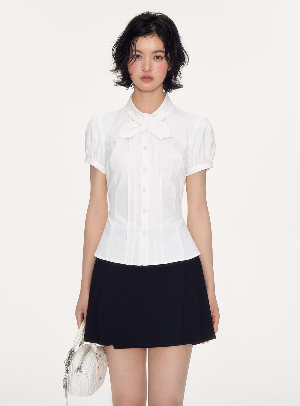 Bow Collar Fitted Blouse