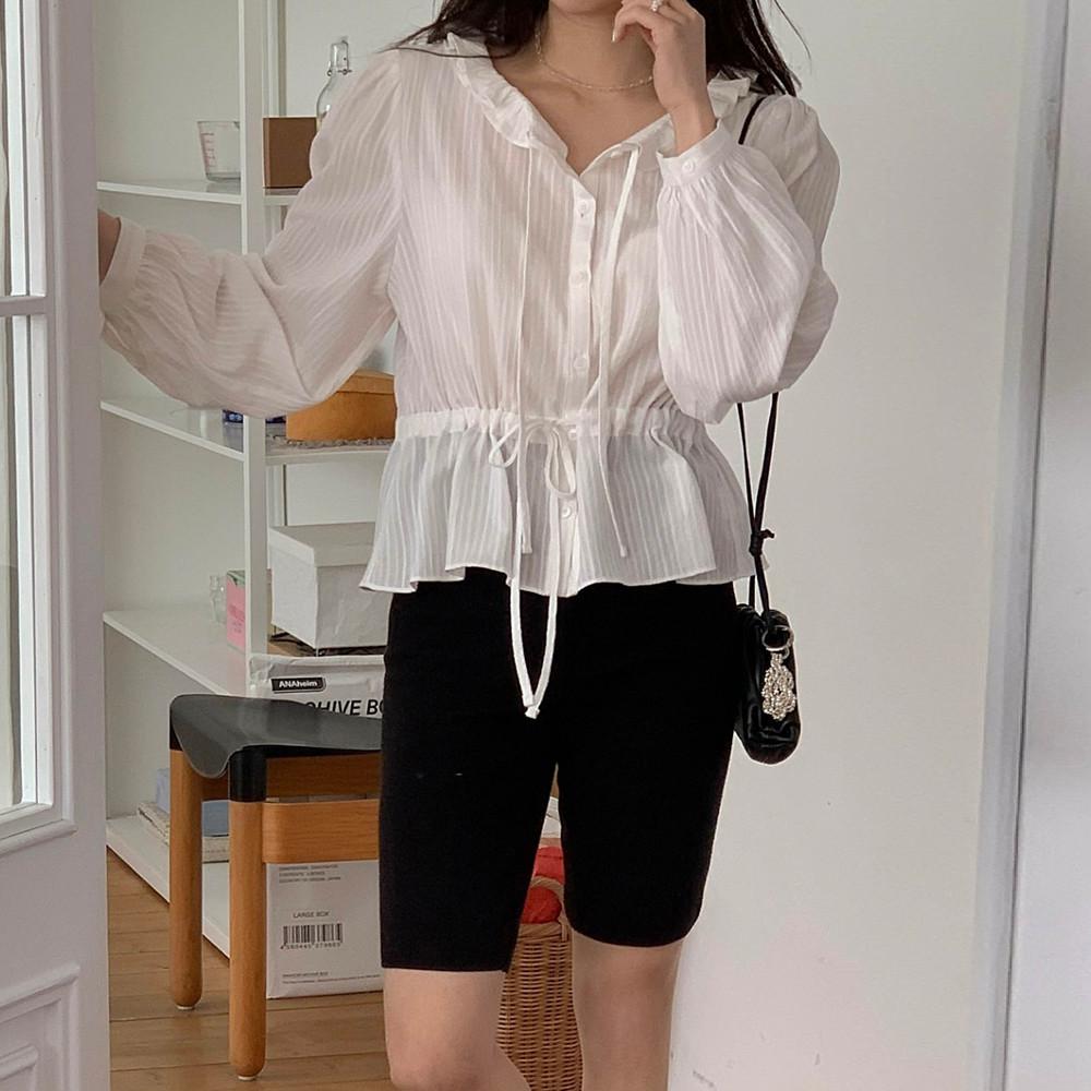 미엘 아임 프릴 리본 블라우스 (2col)