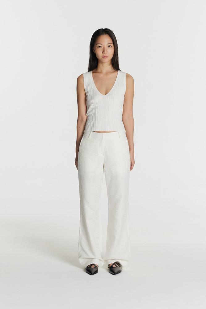 Paisley jacquard pants_White