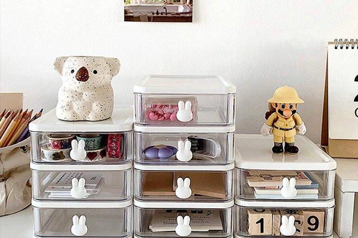 토끼 데스크테리어 오거나이저 미니서랍 4단 2colors