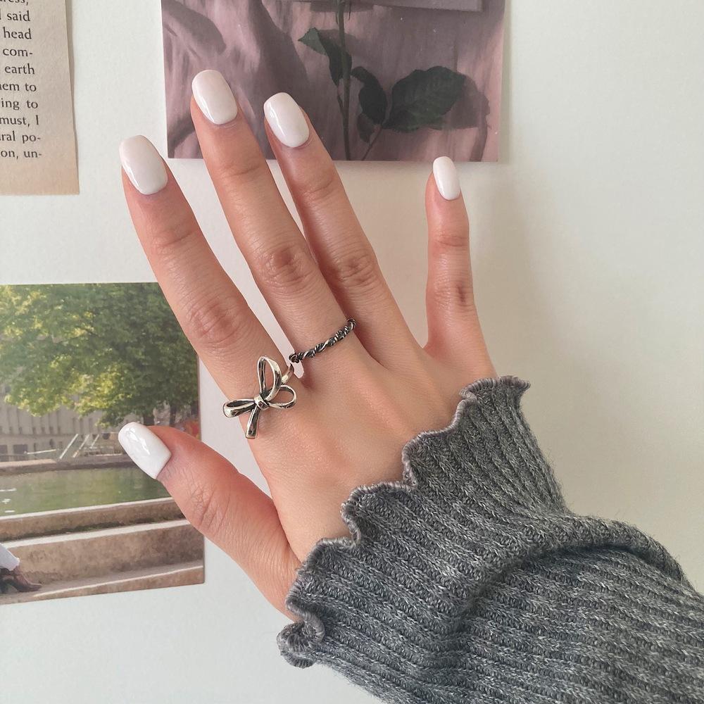 [실버925] 리본 포인트 오픈 반지 (2type)