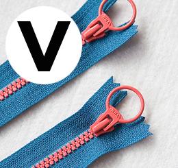 YKK 비슬론지퍼-인디블루&코랄(10~30cm)