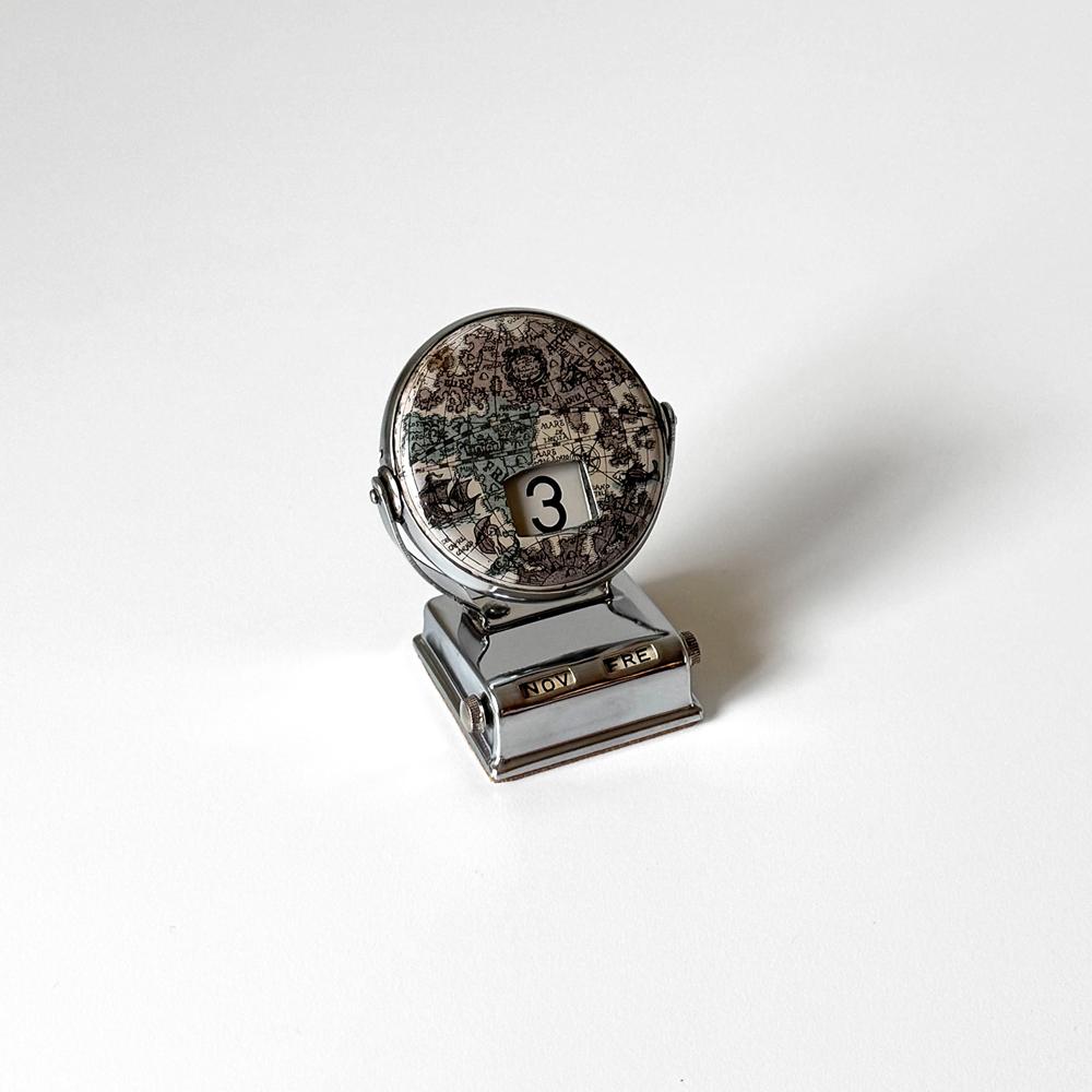 1950s Germany Globe Flip Perpetual Calendar