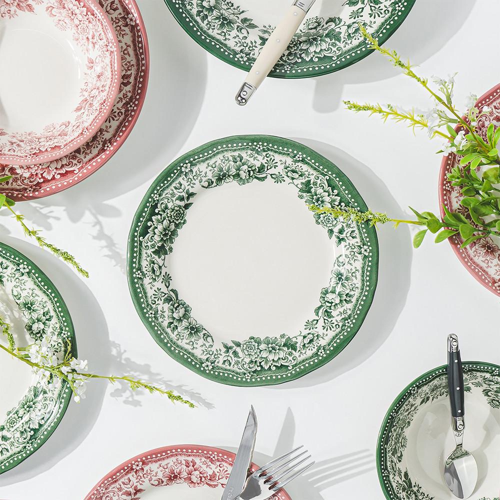 클레이탄 빈티지 플라워 브런치 홈카페 로즈가든 그린 플레이트S