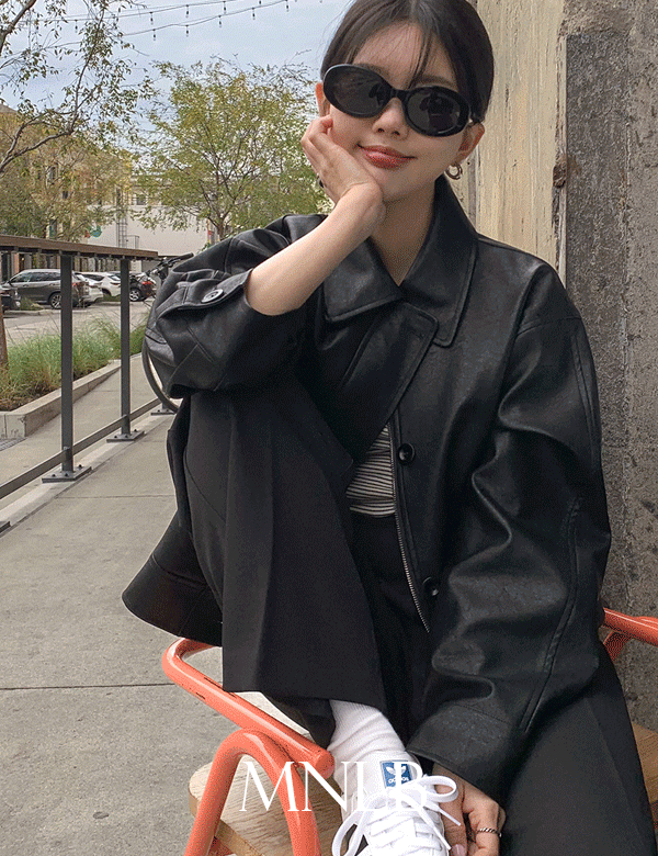 디어먼트 [가을🤎20%][2만장돌파/레더자켓/가죽자켓/직진배송][MNLB] 아이언 빈티지 레더 단작 카라 숏 자켓