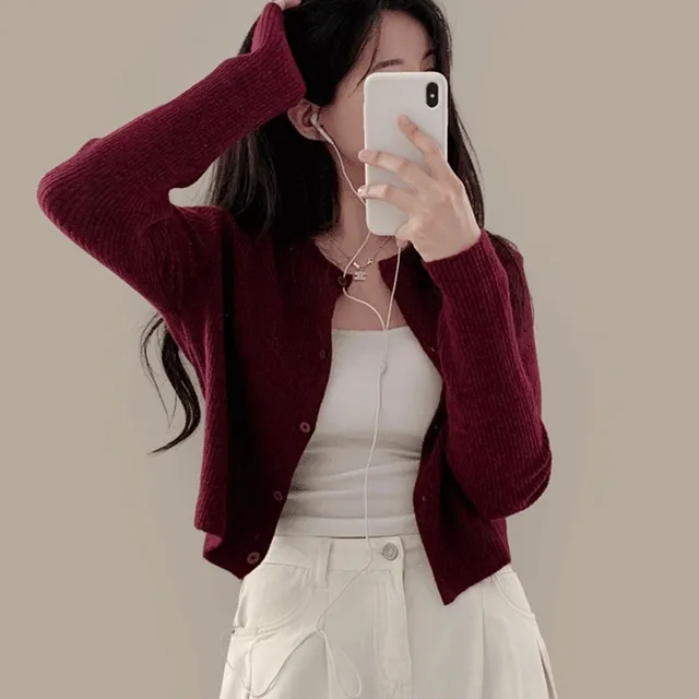 [🍇1만장 돌파!]퍼스널 로즈 캐시울 니트 가디건 - 5color