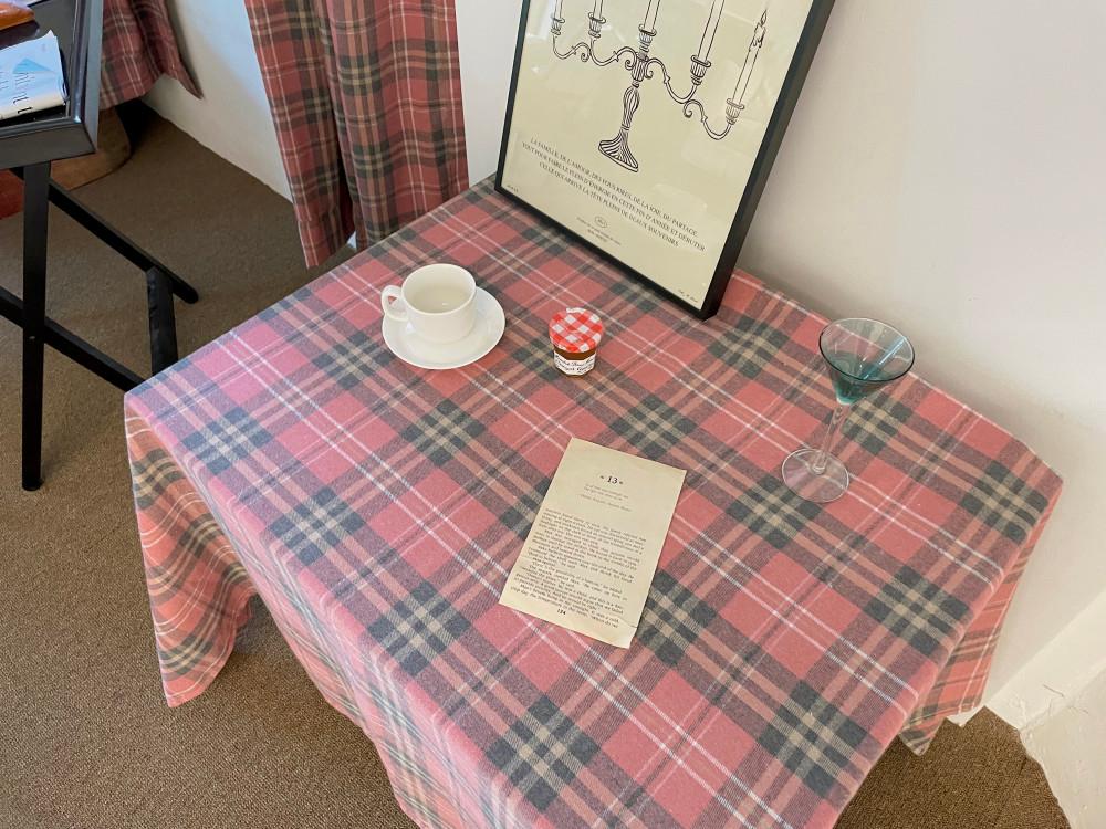 cozy pink check tablecloth 기모 핑크 체크 빈티지