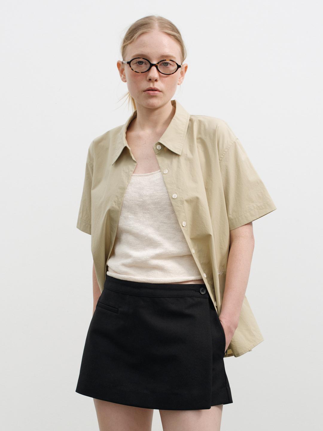 Cotton logo half shirt