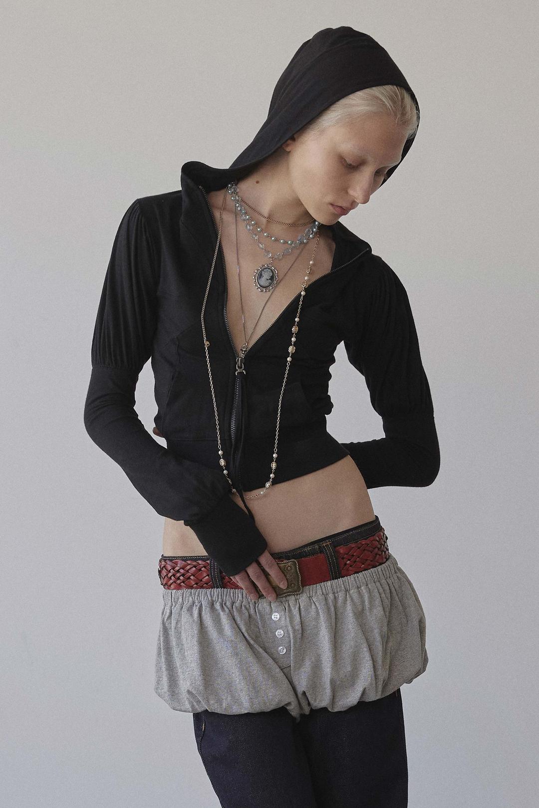 Solid Zip-Up Hoodie Black